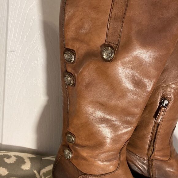 Arturo Chiang Faux Leather Brown Riding Moto Western Knee Boots Size 6.5 - Picture 4 of 12
